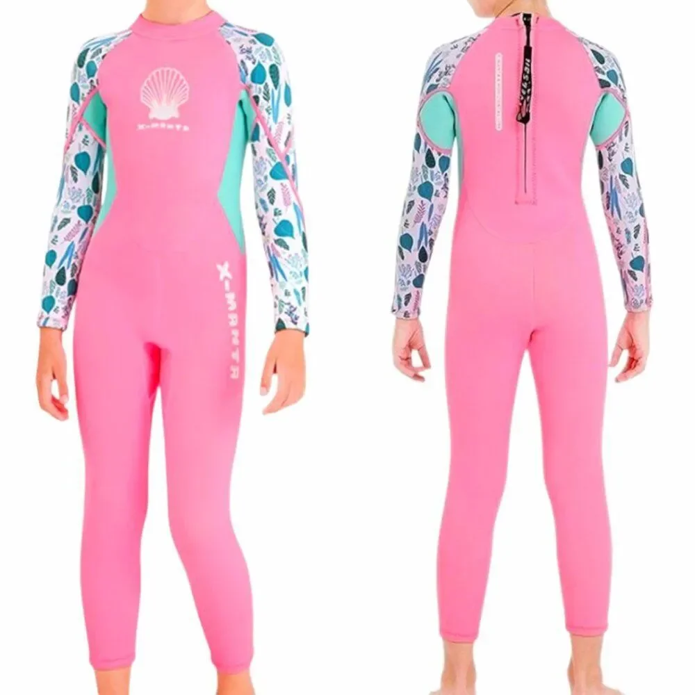 X Manta Wetsuit Girls XXL/8 Pink Neoprene Back Zip Full Surfing Diving Swimming